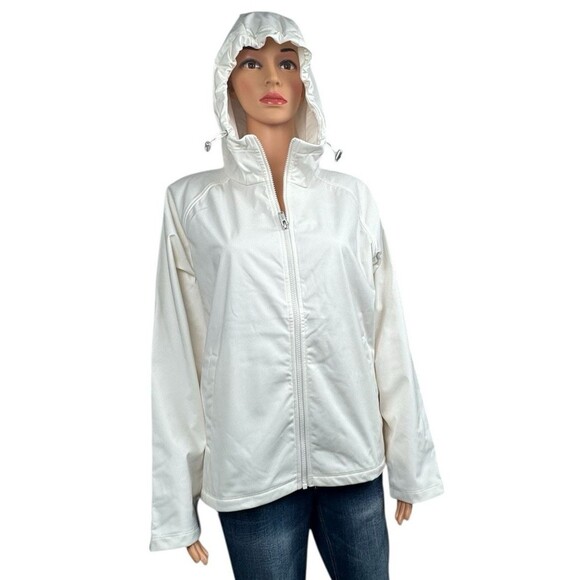 32 Degrees Womens Large Cream White Softshell Windbreaker Jacket Hooded New - Picture 9 of 11